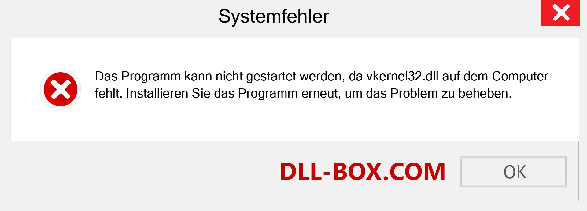 vkernel32.dll-Datei fehlt?. Download für Windows 7, 8, 10 - Fix vkernel32 dll Missing Error unter Windows, Fotos, Bildern